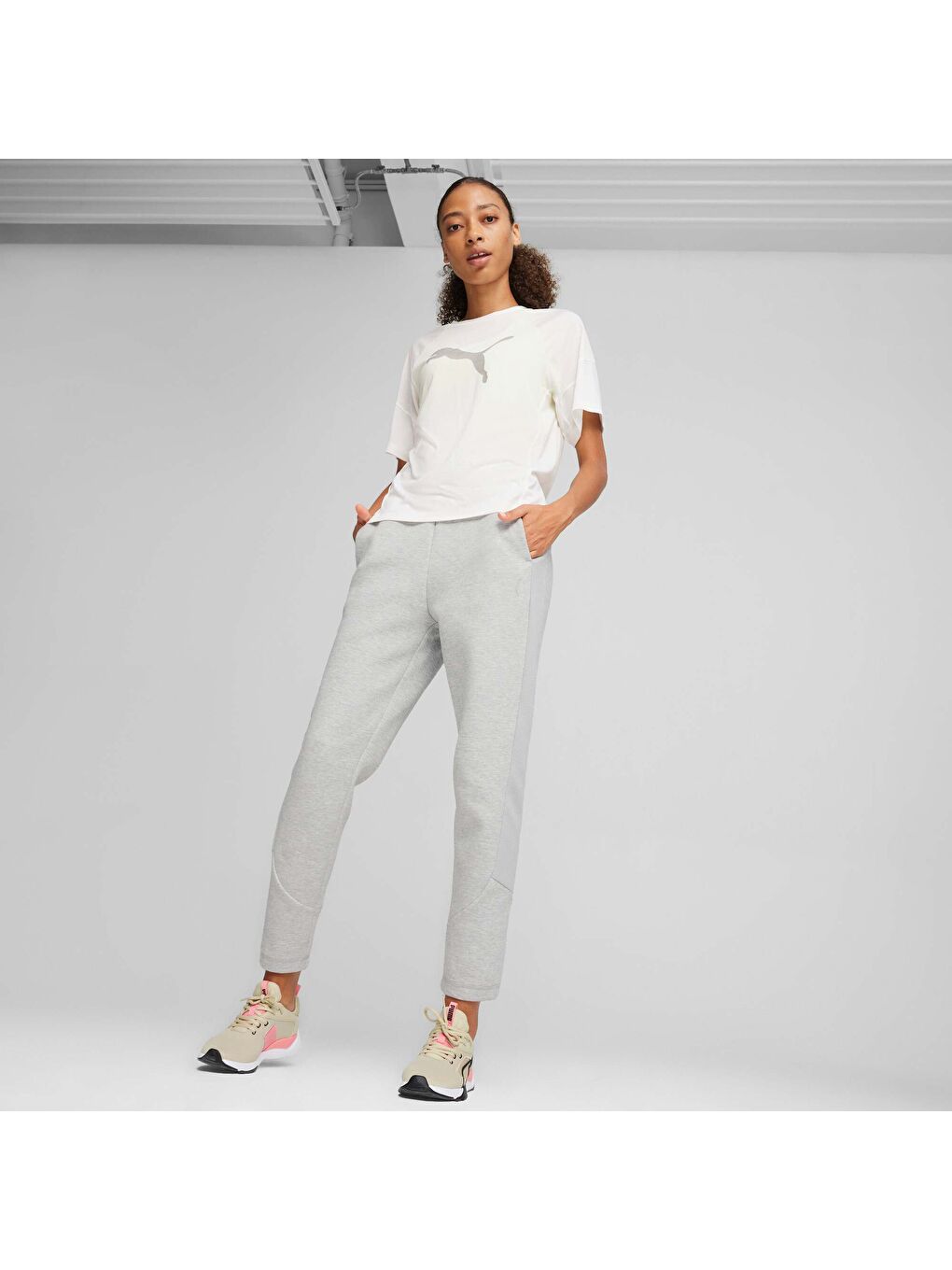 Gri EVOSTRIPE Kadın Yüksek Eşofman Altı