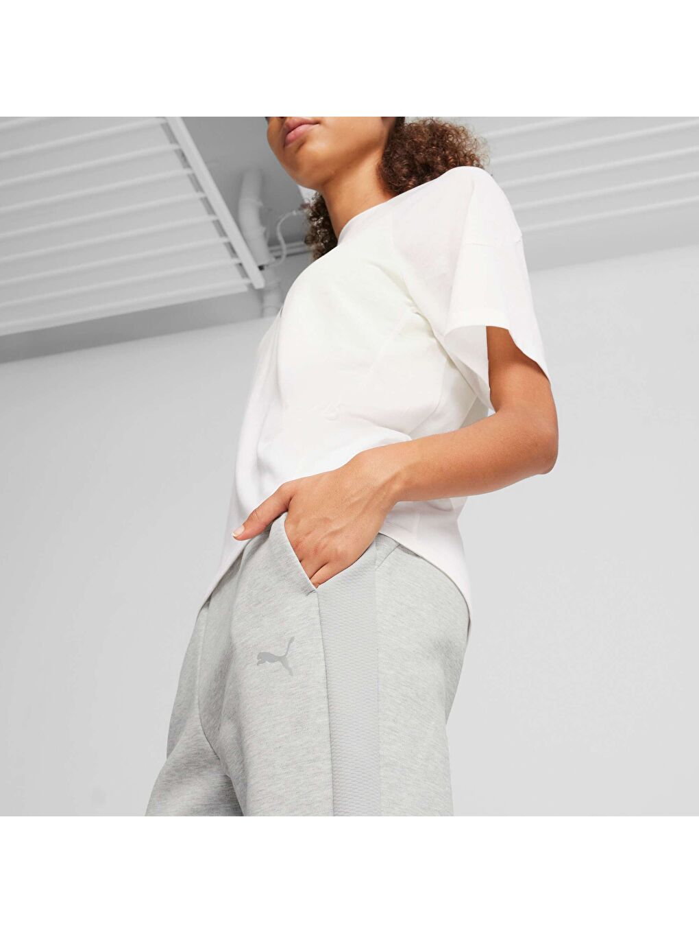 Gri EVOSTRIPE Kadın Yüksek Eşofman Altı-3