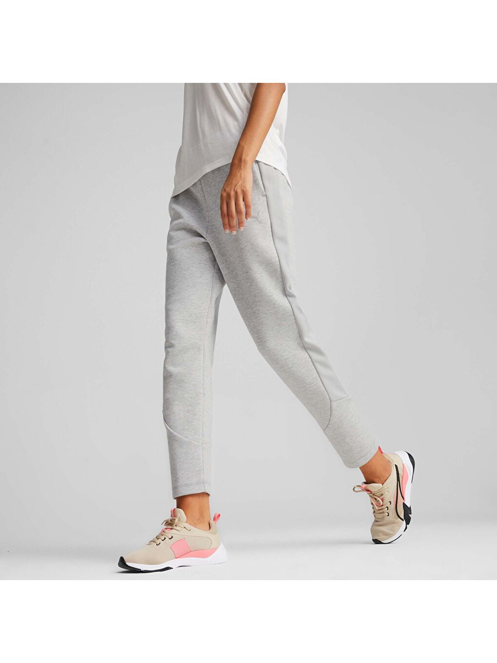 Gri EVOSTRIPE Kadın Yüksek Eşofman Altı-6