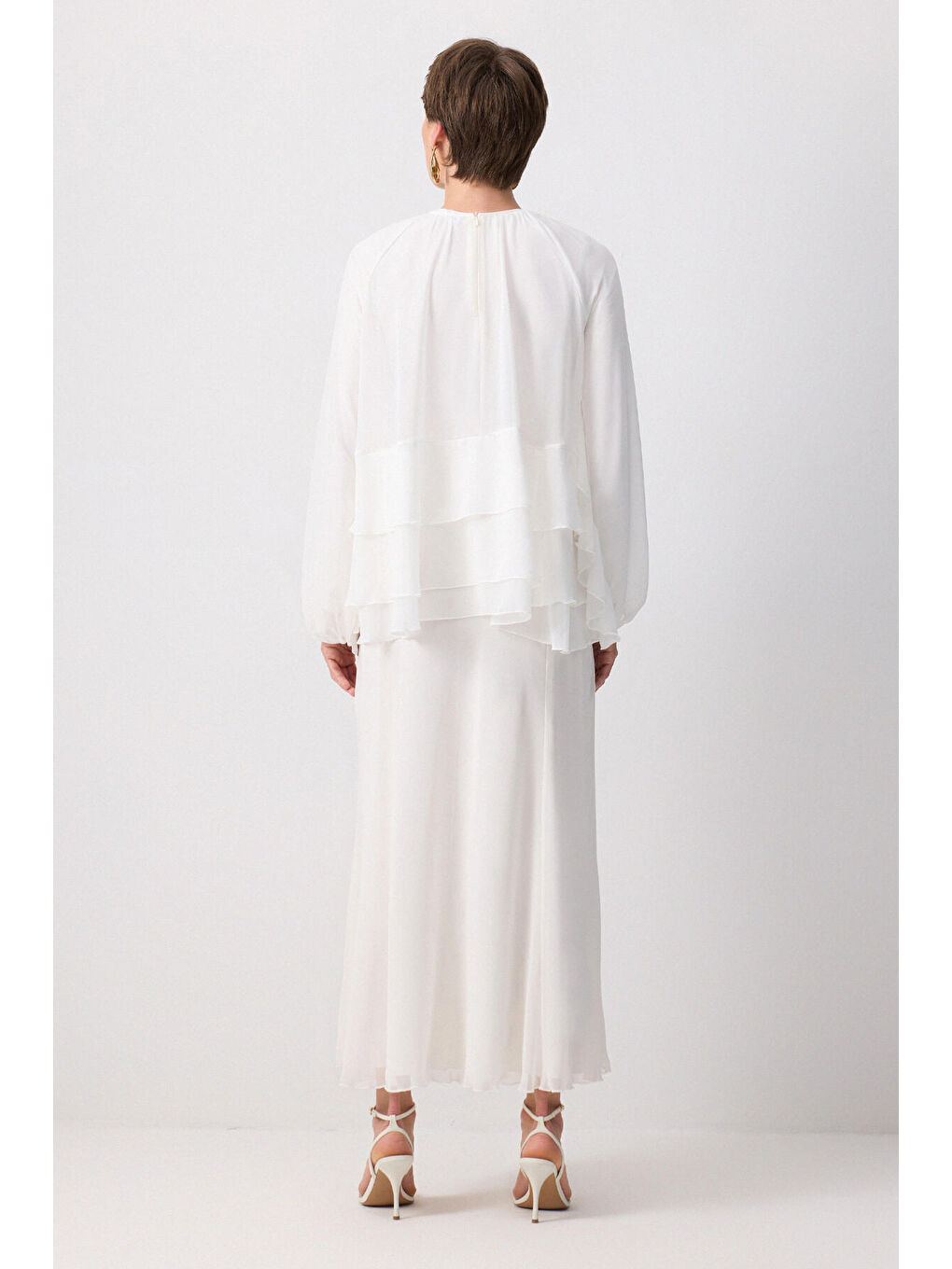 Ekru Fırfırlı Şifon Bluz-3