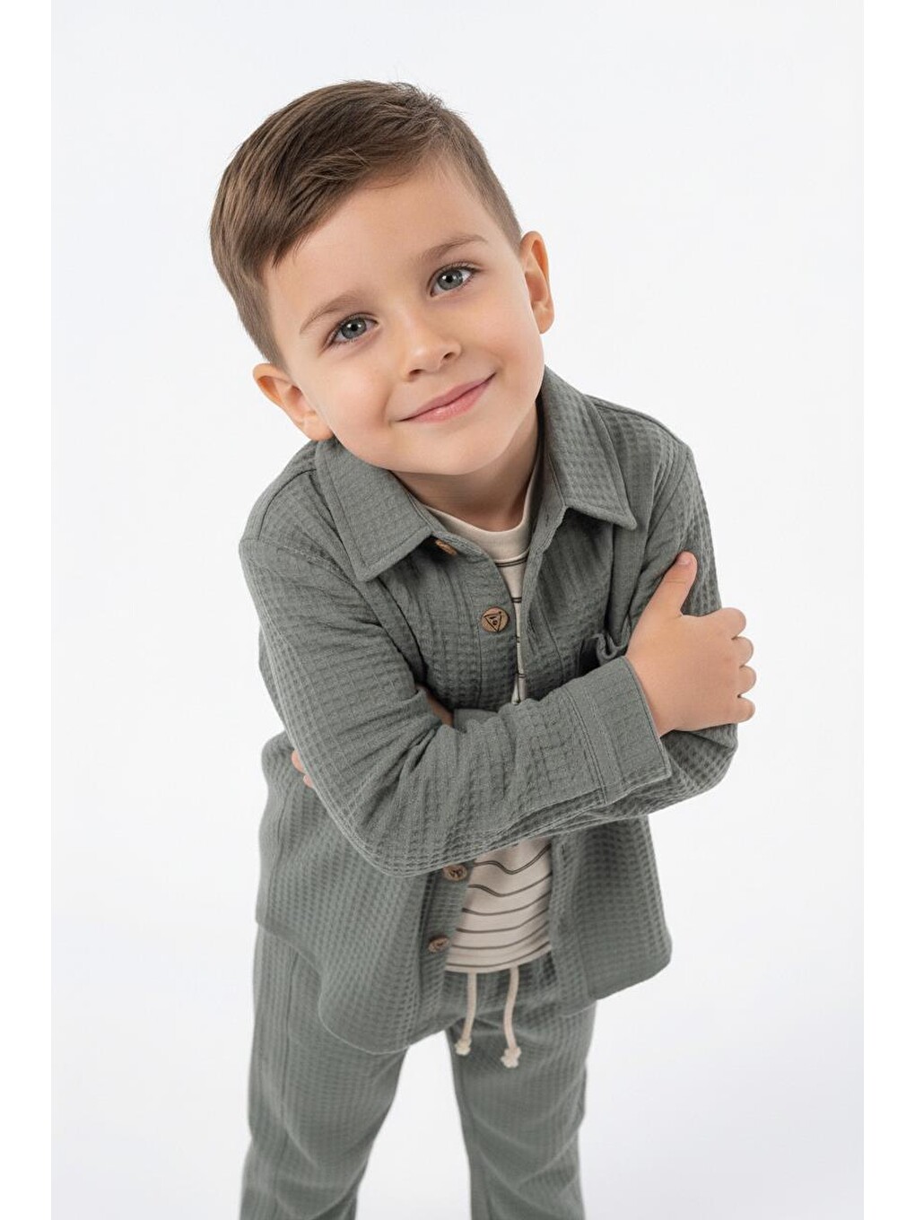 Bej Mevsimlik Casual 3lü Takım-4