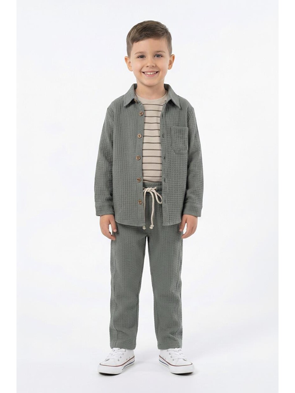 Bej Mevsimlik Casual 3lü Takım-5