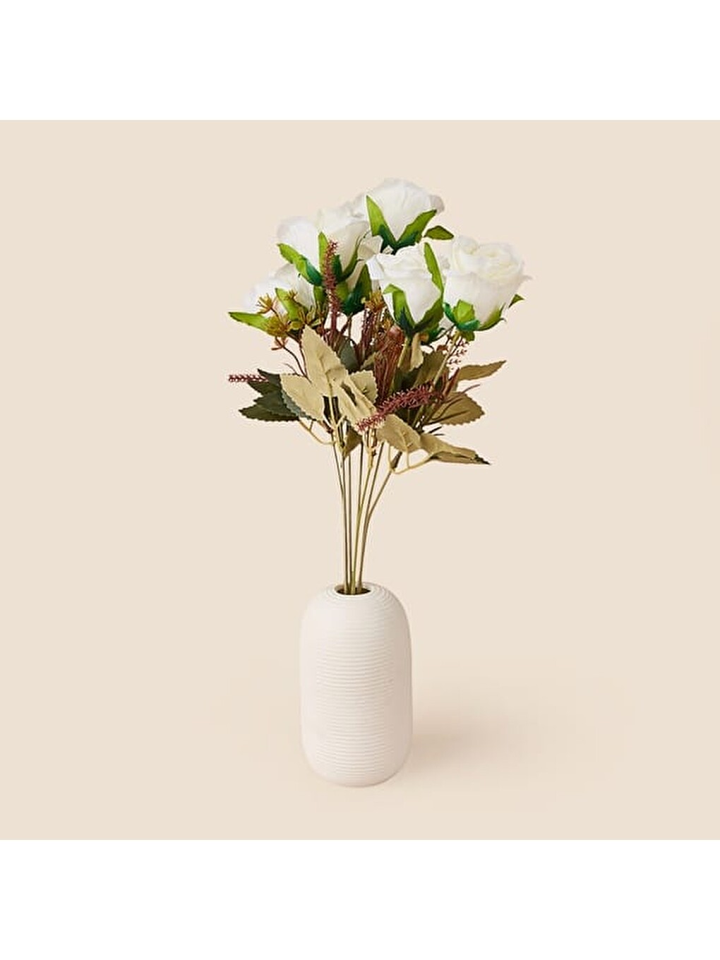 Deco Gül 7'li Dal Çiçek - Beyaz - 43 cm