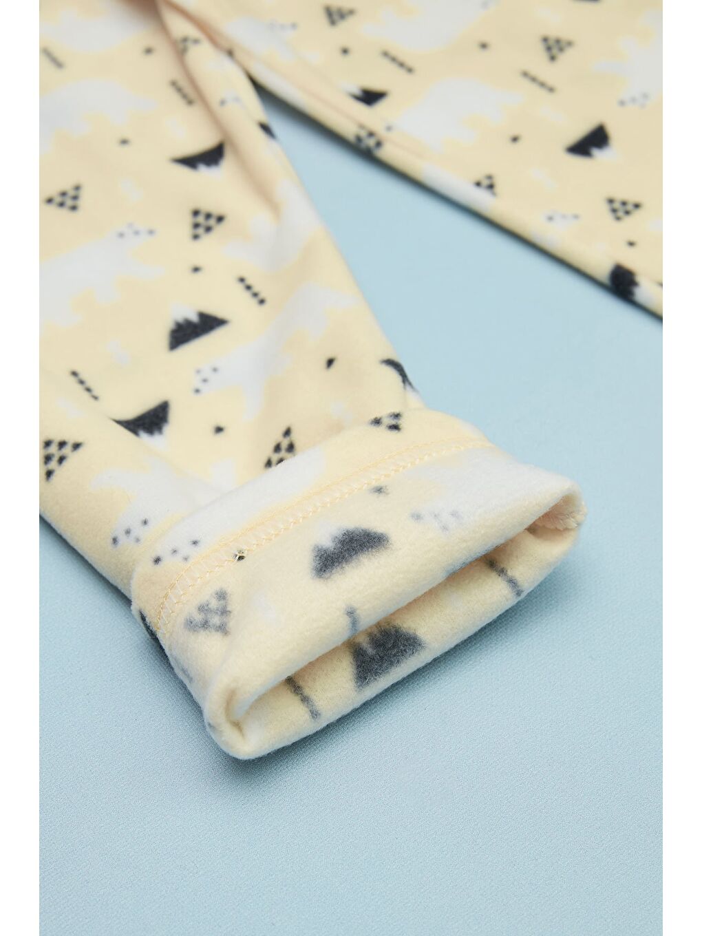 Ekru Kutup Ayısı Desenli Polar Unisex Çocuk Pijama Altı-3