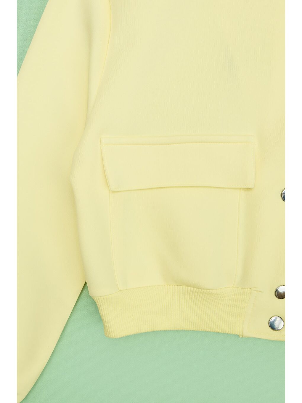 Sarı Çift Cepli Çıtçıtlı Dik Yaka Kız Çocuk Ceket-1