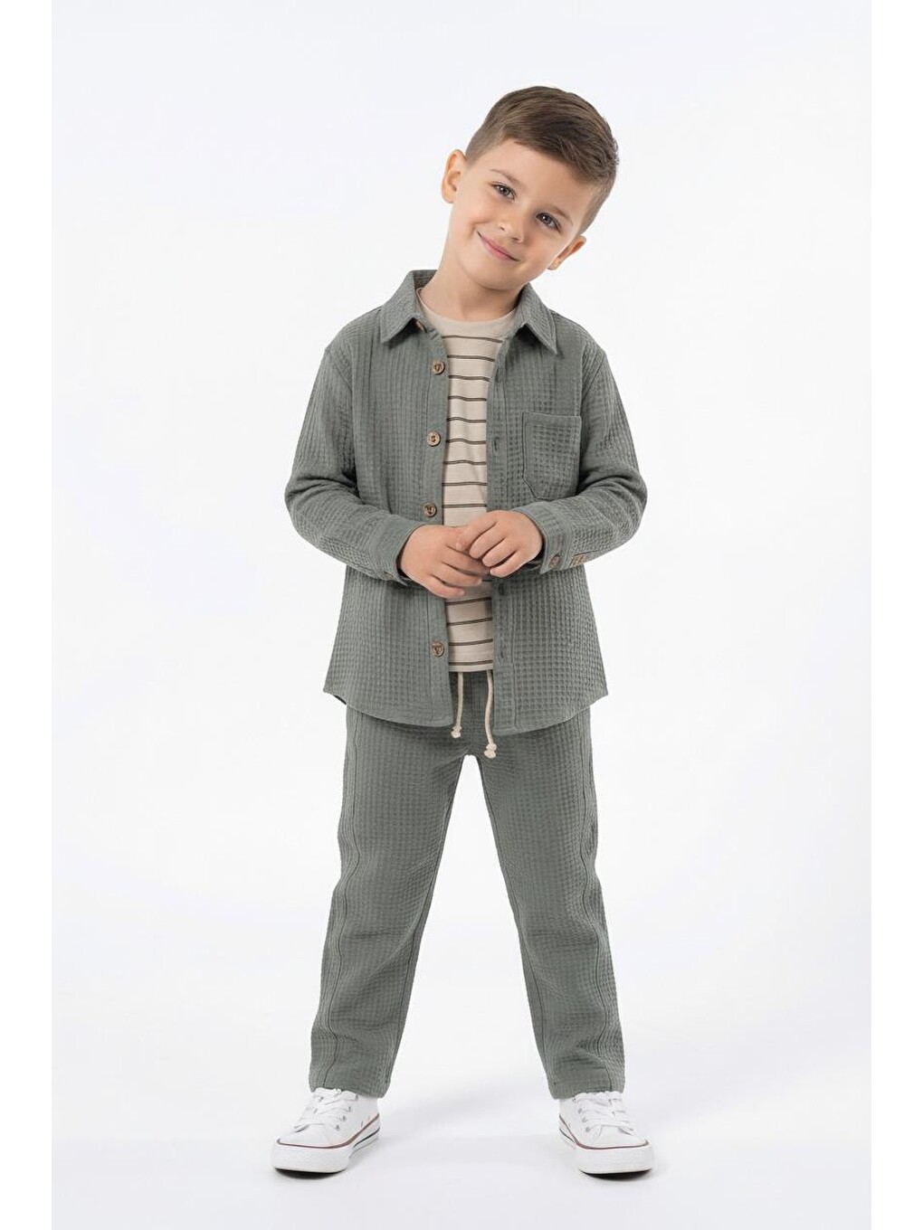 Bej Mevsimlik Casual 3lü Takım-6