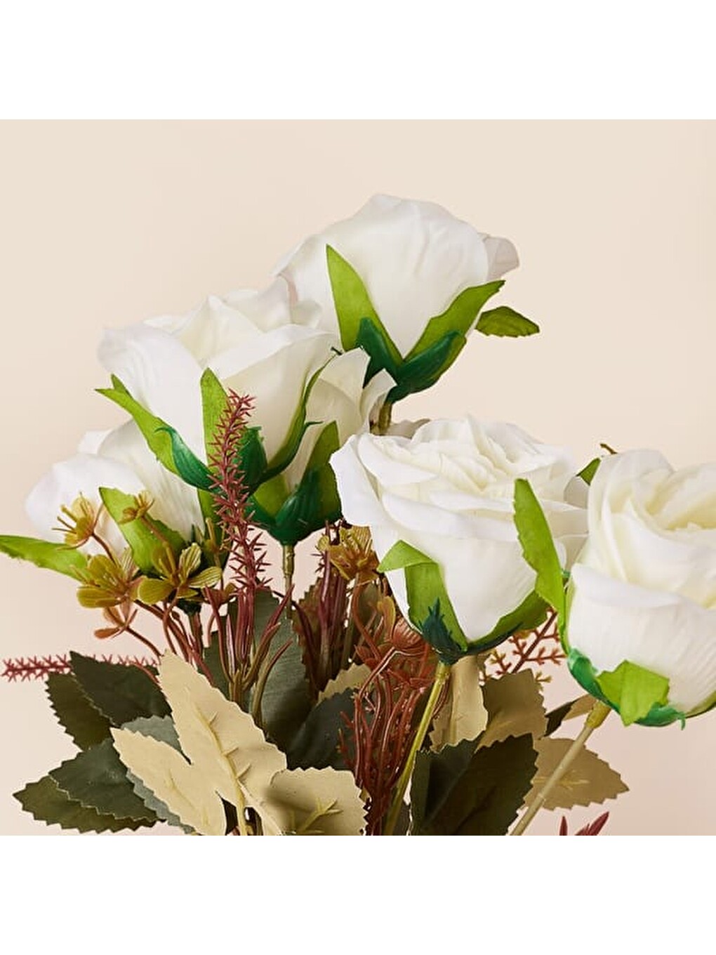 Deco Gül 7'li Dal Çiçek - Beyaz - 43 cm-1
