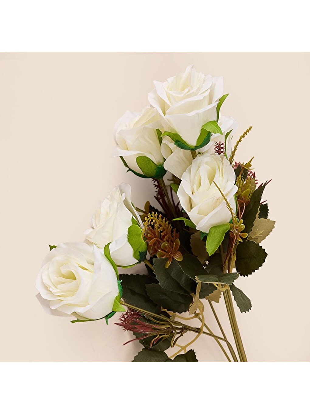 Deco Gül 7'li Dal Çiçek - Beyaz - 43 cm-2