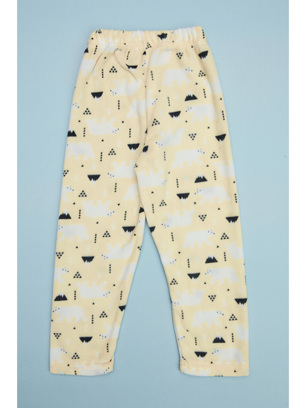 Ekru Kutup Ayısı Desenli Polar Unisex Çocuk Pijama Altı-4