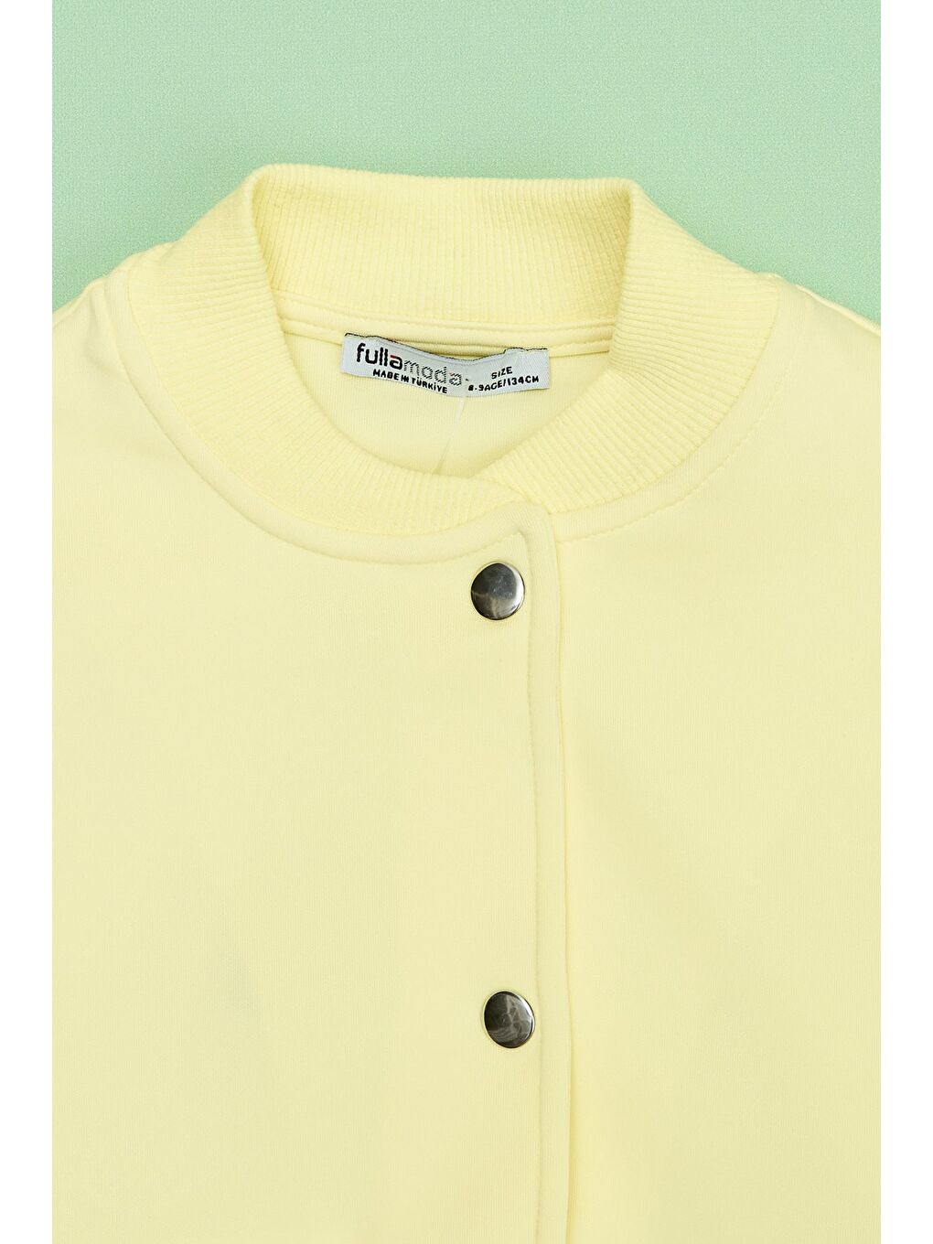 Sarı Çift Cepli Çıtçıtlı Dik Yaka Kız Çocuk Ceket-2