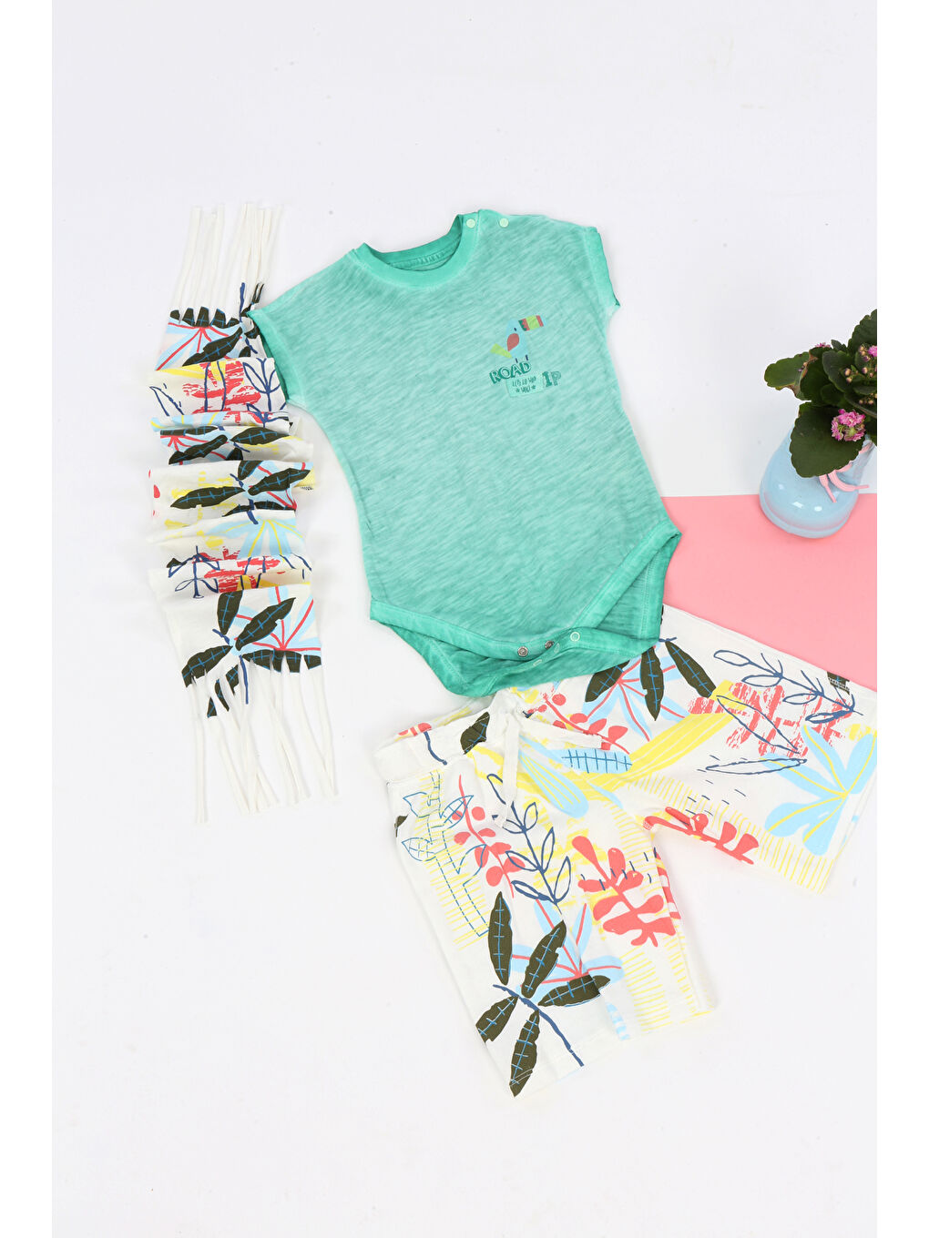 Yeşil Erkek Bebek Üçlü Takım