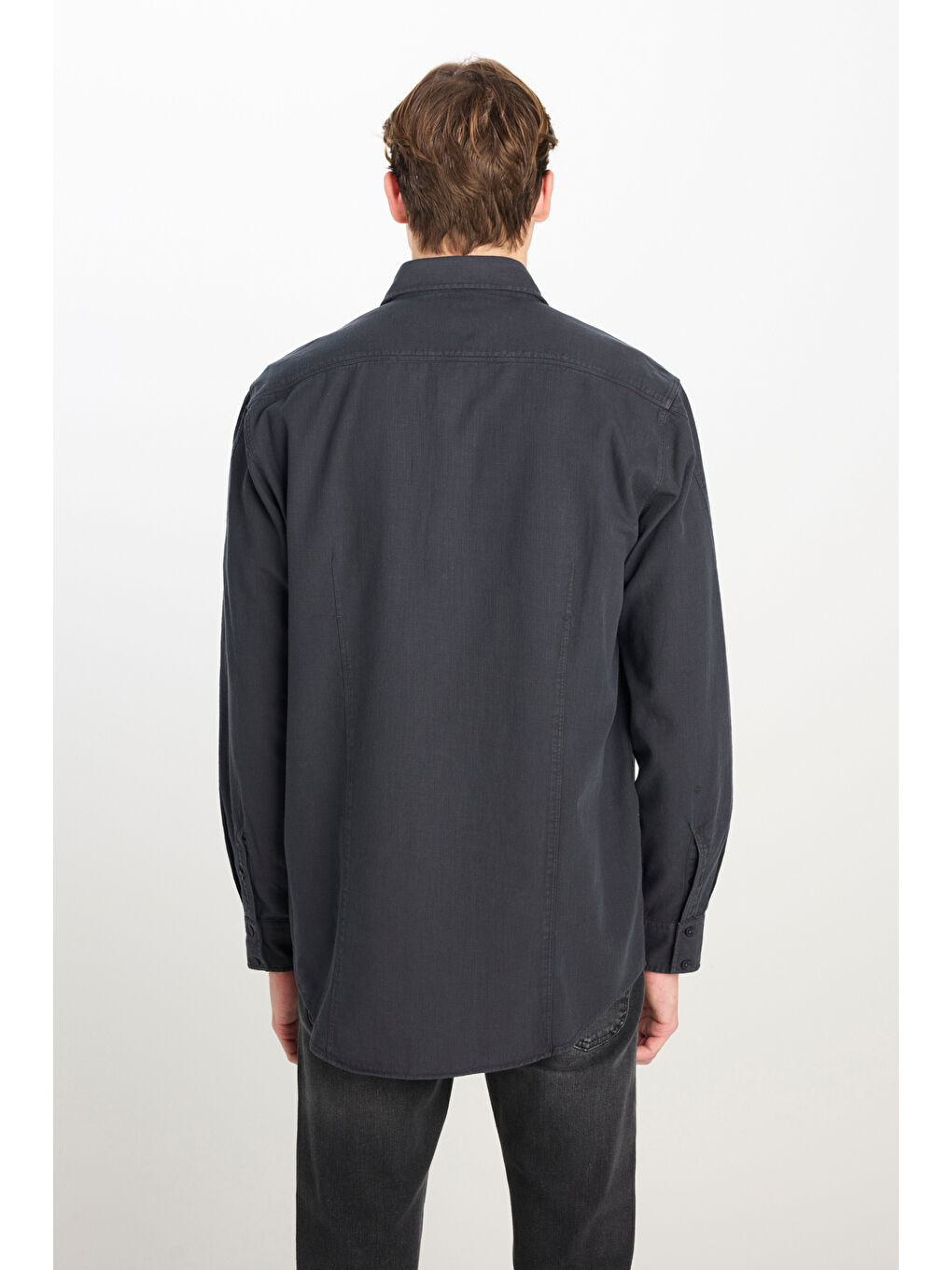 Antrasit Regular Fit Normal Kesim %100 Pamuk Gömlek Ceket-4