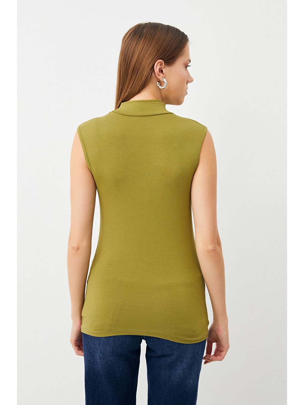 Kadın Yağ Yeşili Kolsuz Body-2