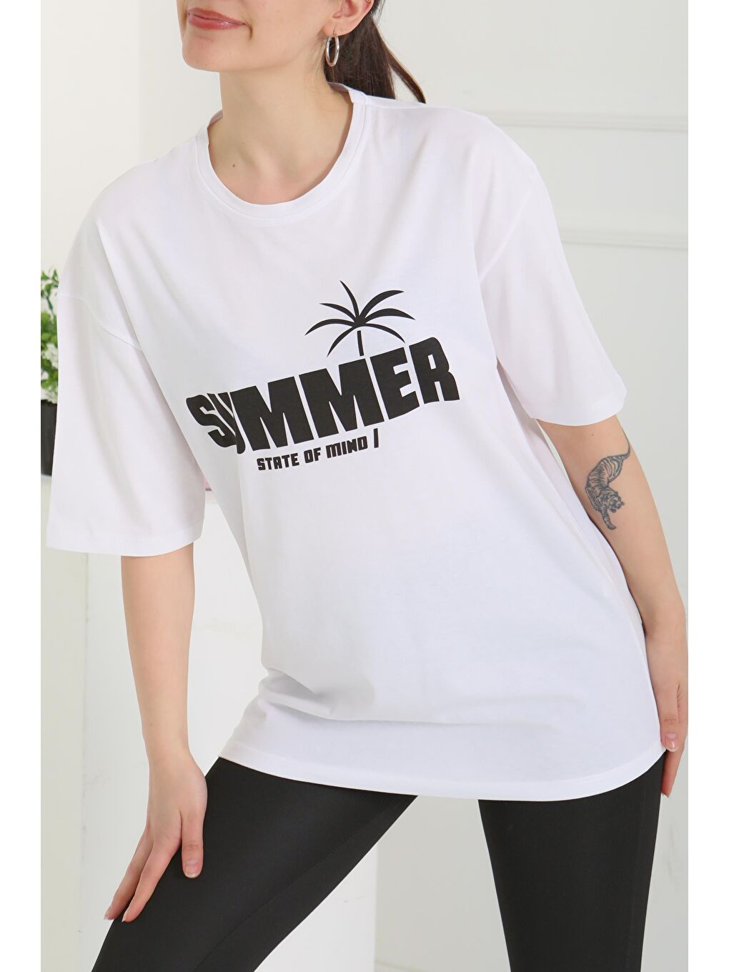 Baskılı Kısa Kollu T-Şhirt Beyaz - 27119