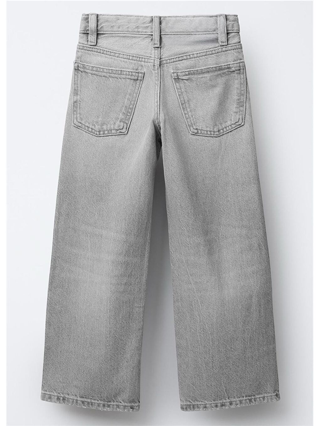 Kız Çocuk Gri Renk Straight Wide Jean Pantolon-2