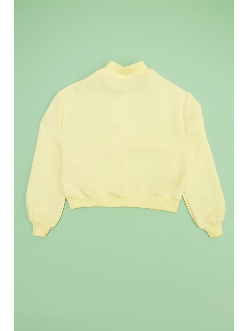 Sarı Çift Cepli Çıtçıtlı Dik Yaka Kız Çocuk Ceket-3