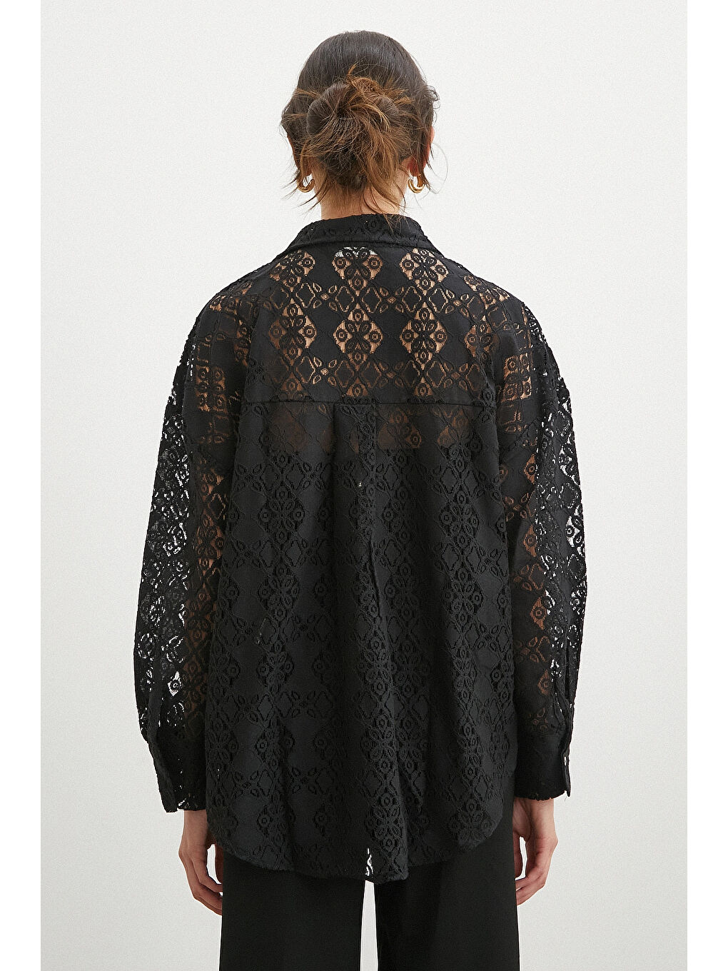 Cepli Dantel Gömlek Siyah-5