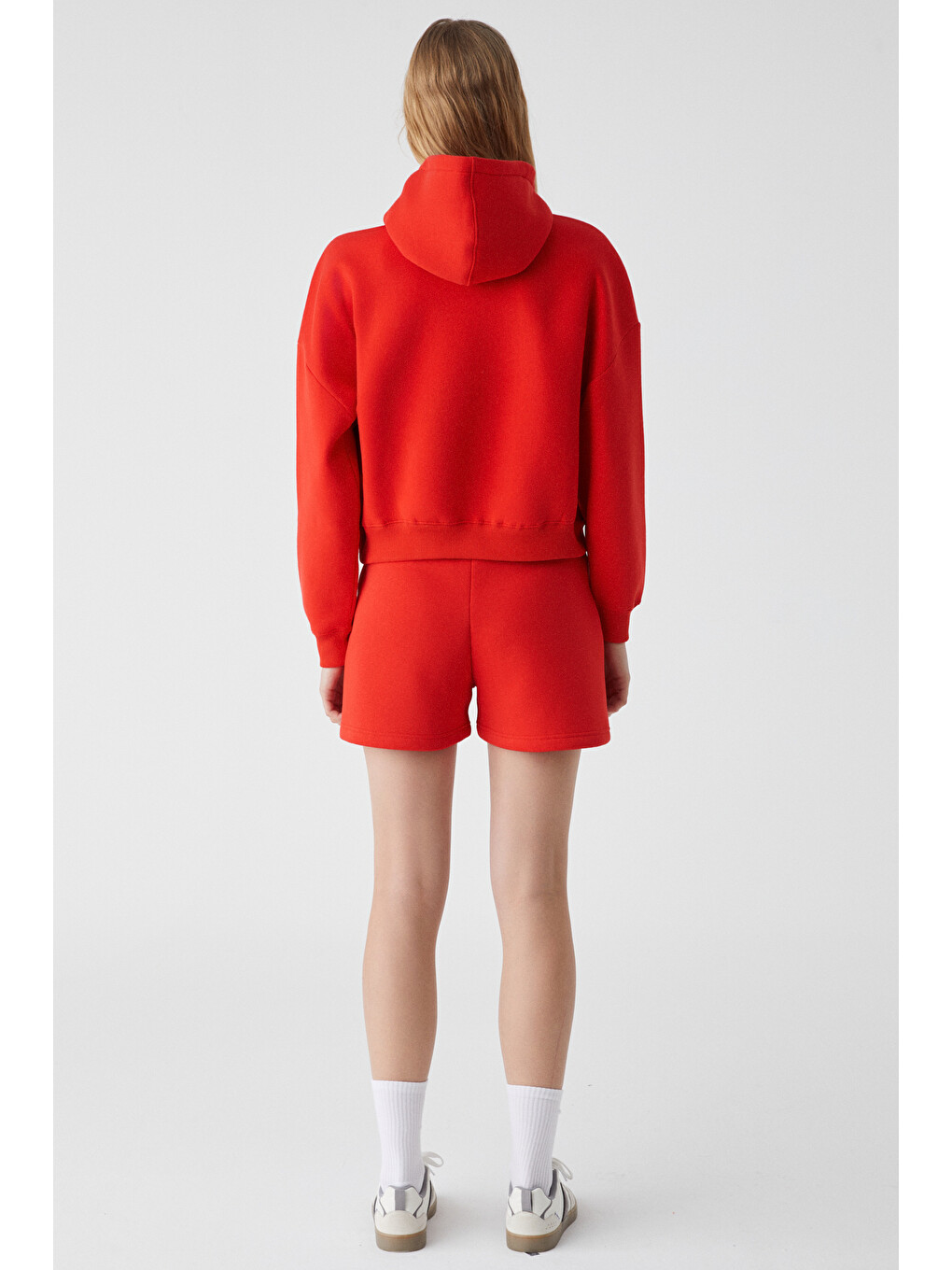 Tacna Kadın Kapüşonlu Uzun Kollu Oversize Kırmızı Sweatshirt-4