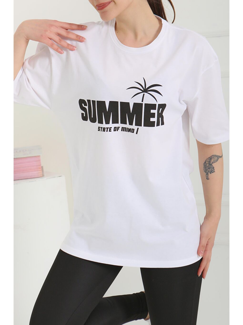 Baskılı Kısa Kollu T-Şhirt Beyaz - 27119-1