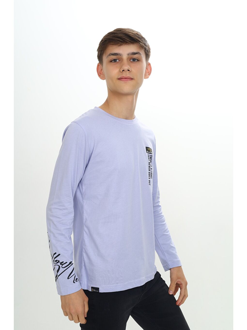 Lila Erkek Çocuk Baskılı Tişört-1