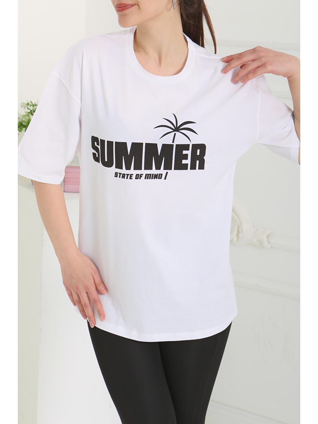 Baskılı Kısa Kollu T-Şhirt Beyaz - 27119-2