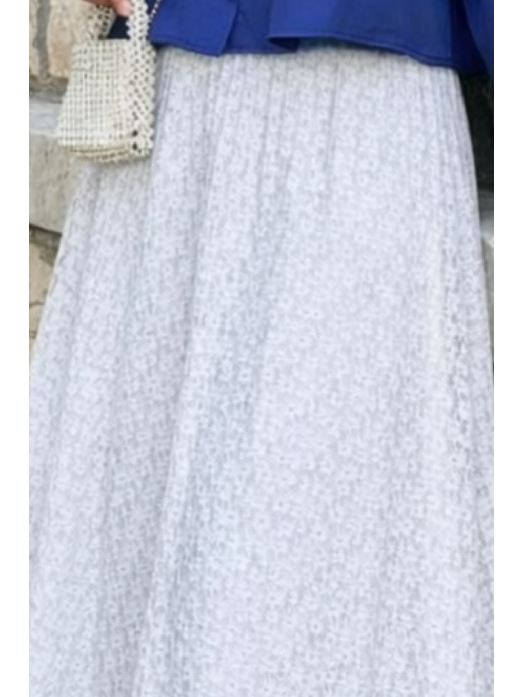 Kadın Premium Comfort Desenli Beyaz Uzun Tül Tesettür Etek-4