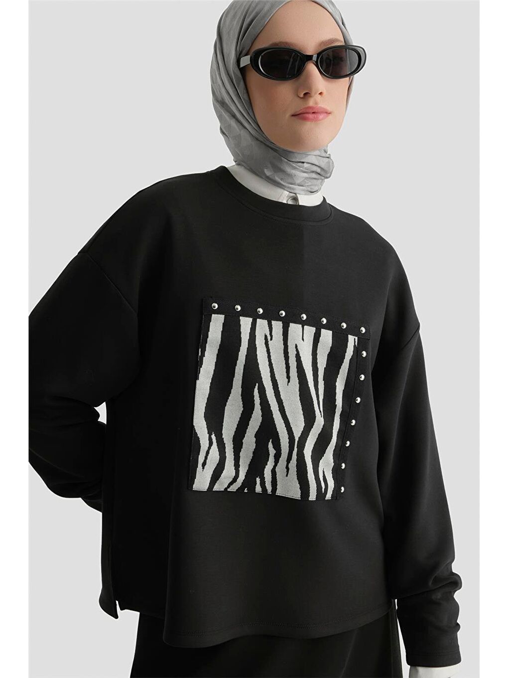 Zebra Desenli Örme Takım 25Kd2802 Siyah-2
