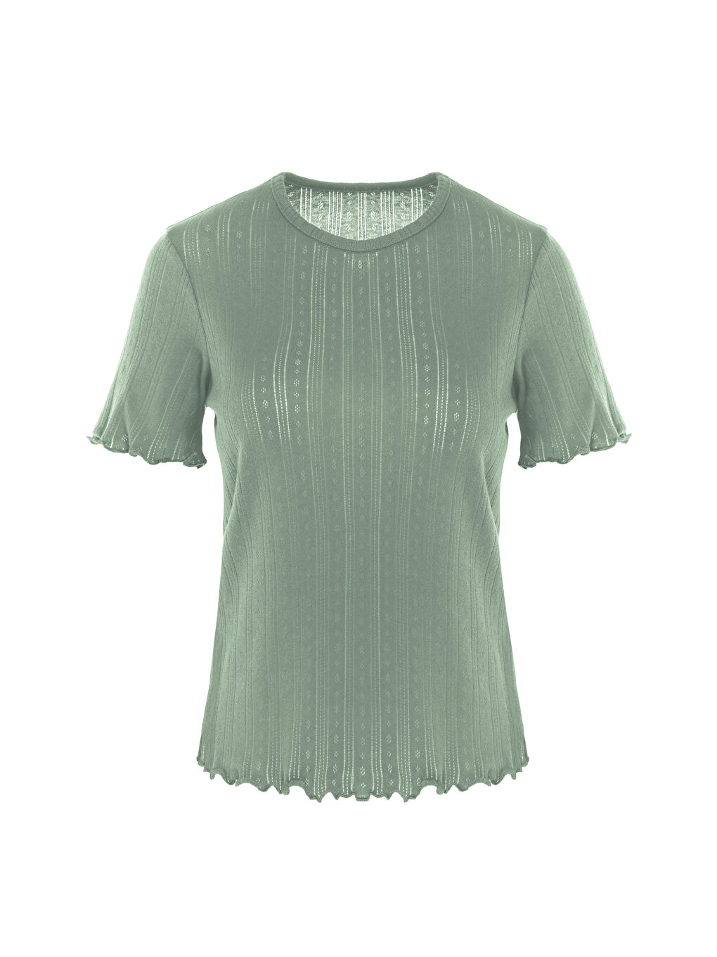 Yeşil Kadın Pamuklu Kısa Kollu Baby Overloklu Pijama Takımı-1