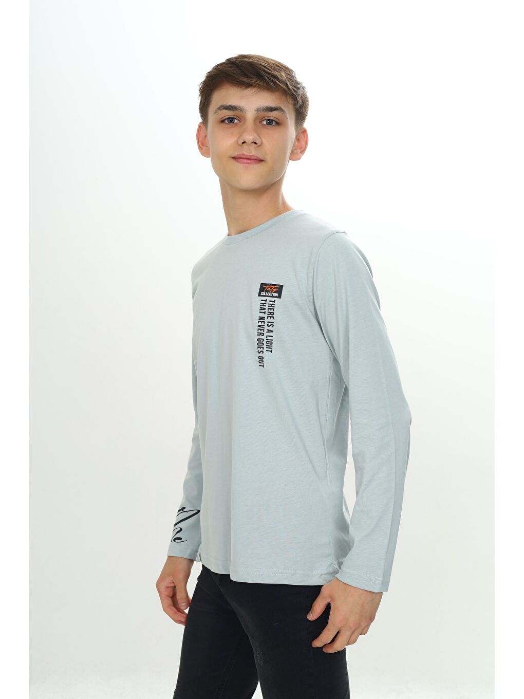 Gri Erkek Çocuk Baskılı Tişört-1