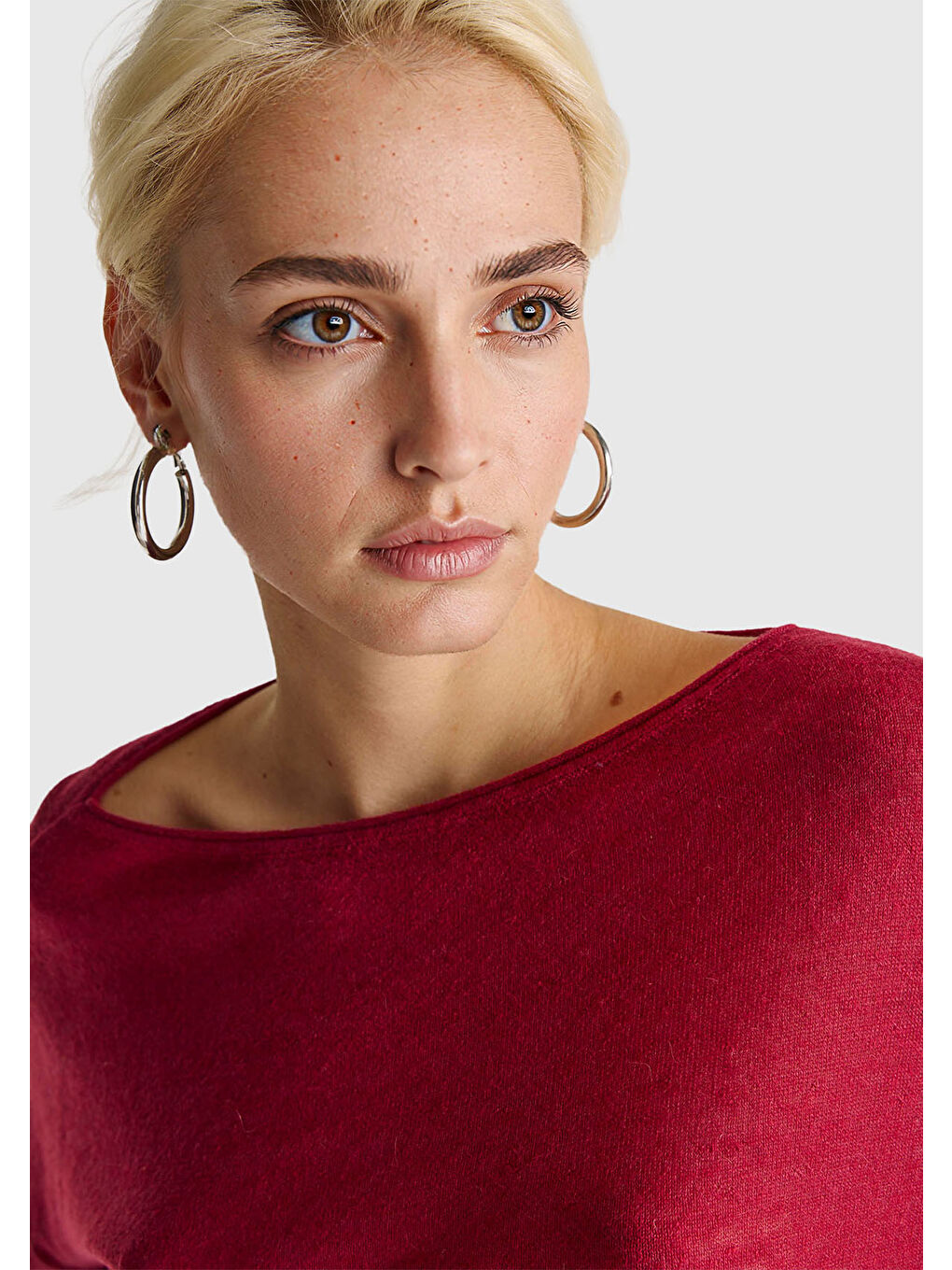 Kadın Fuşya Alpaka ve Yün Karışımlı Düğme Detaylı Beli Bağlamalı Kazak-5