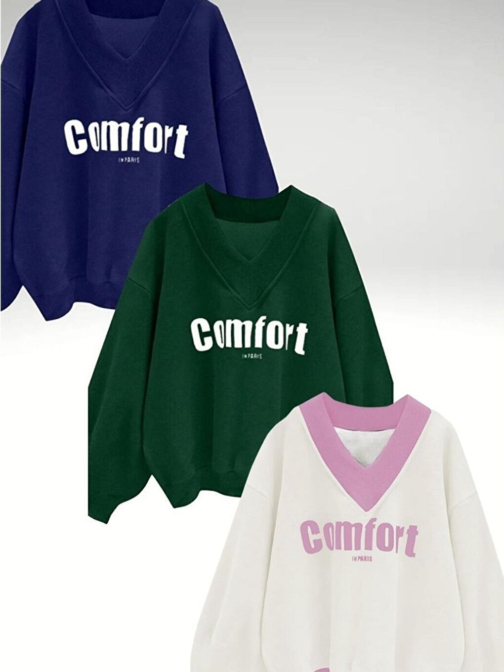 Karışık 3lü Comfort Baskı Oversize Sweat-1