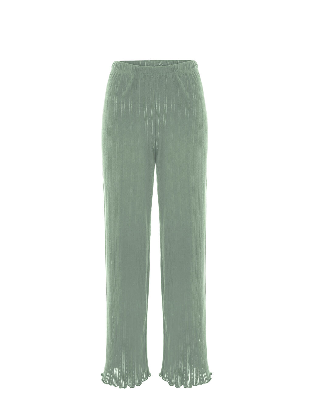 Yeşil Kadın Pamuklu Kısa Kollu Baby Overloklu Pijama Takımı-3