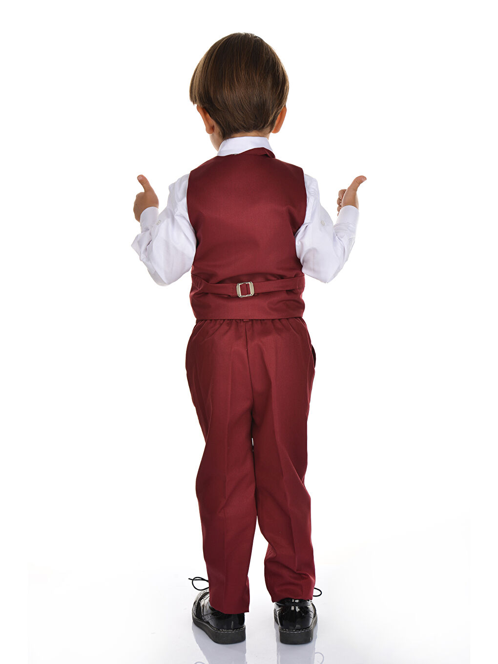 Bordo Yelekli Smokin Erkek Çocuk Takım MNK0273-3
