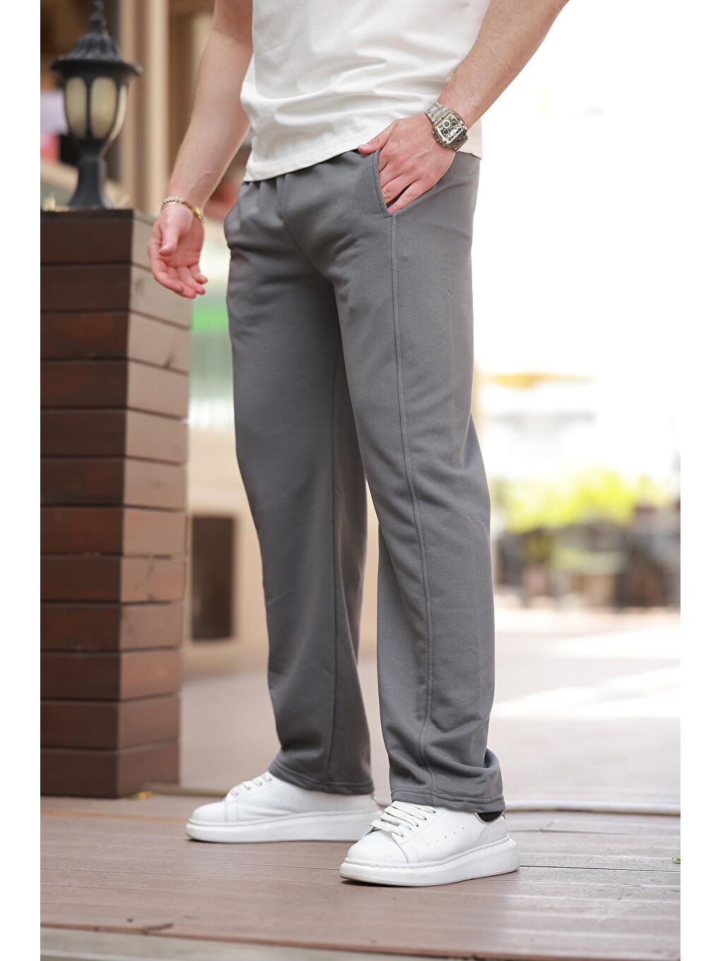 Gri Füme Rahat Kesim Erkek Eşofman Altı E6560-1