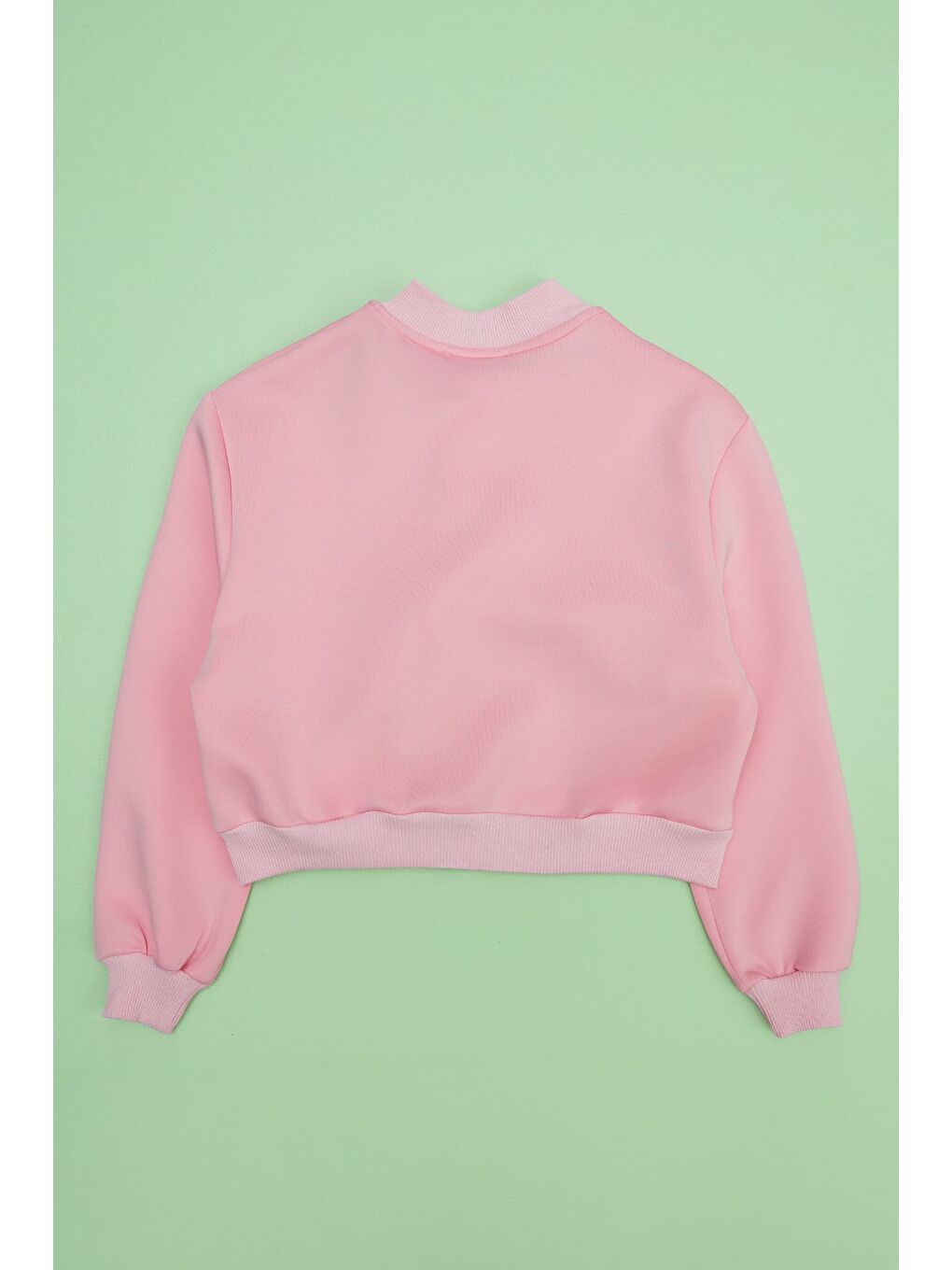 Pembe Çift Cepli Çıtçıtlı Dik Yaka Kız Çocuk Ceket-3