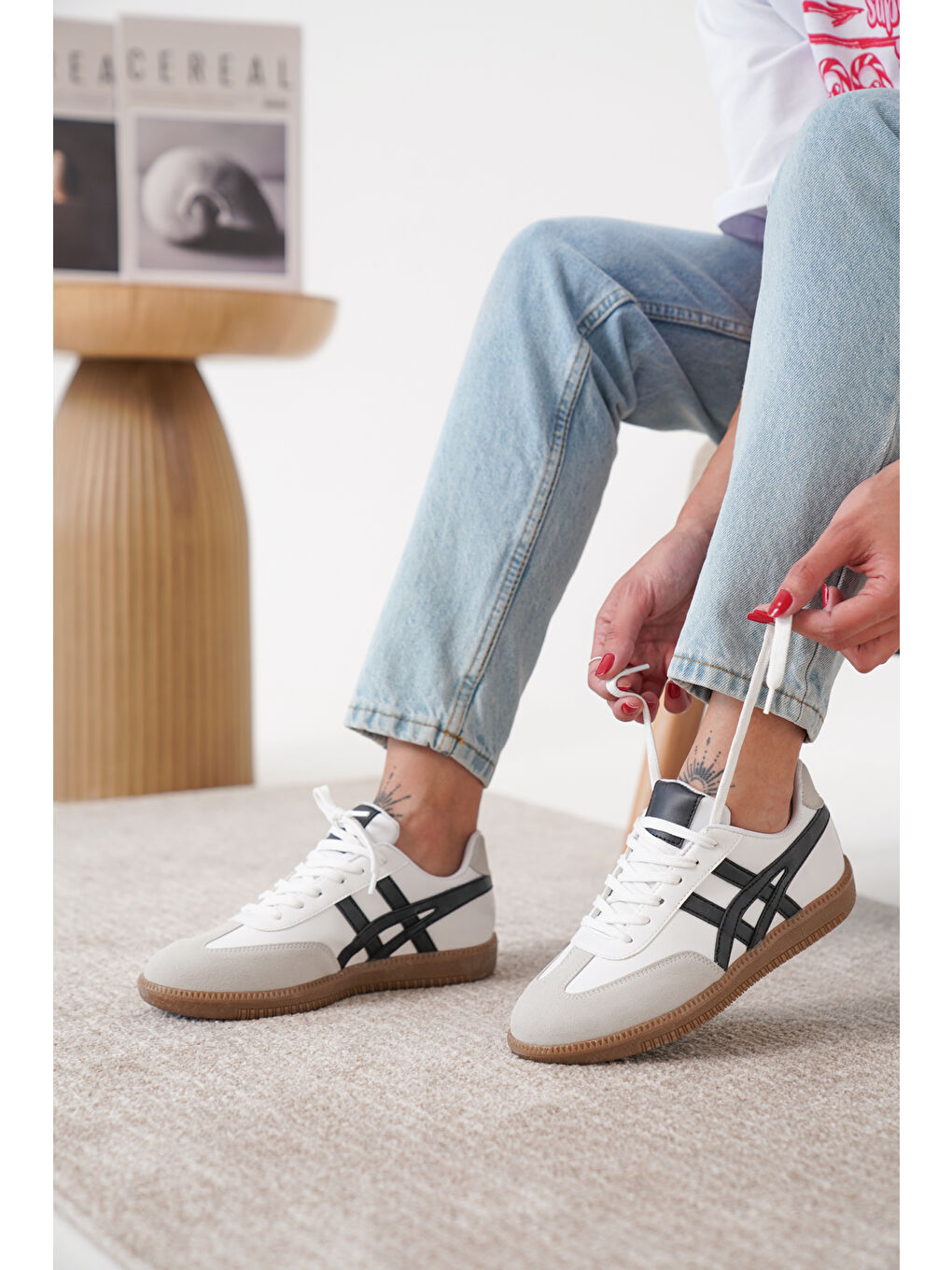 Beyaz Tagras Kadın Günlük Ortopedik Sneaker Spor Ayakkabı