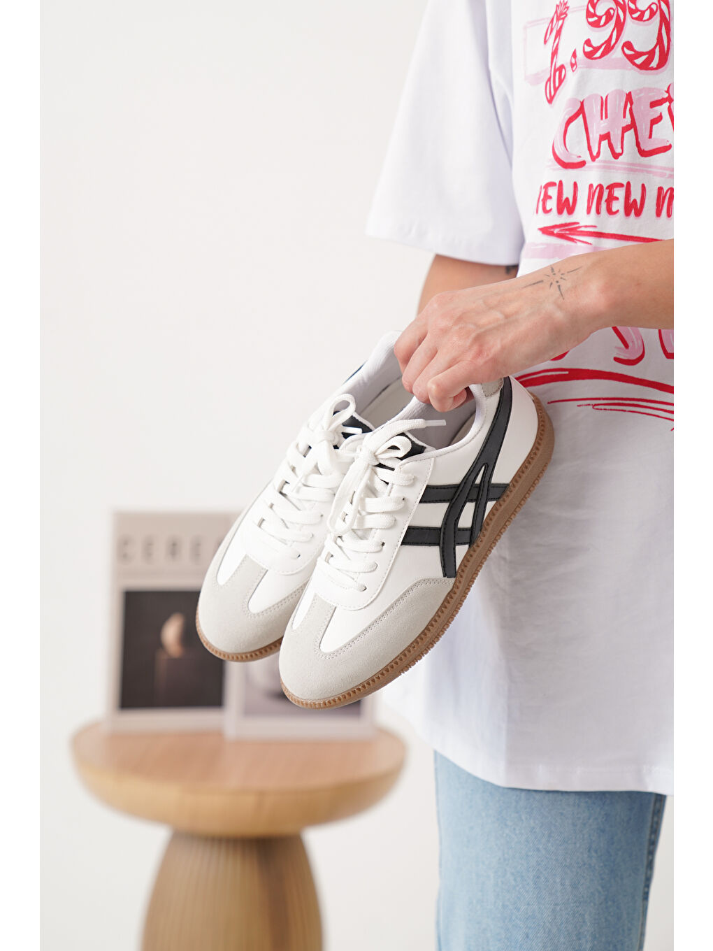 Beyaz Tagras Kadın Günlük Ortopedik Sneaker Spor Ayakkabı-1