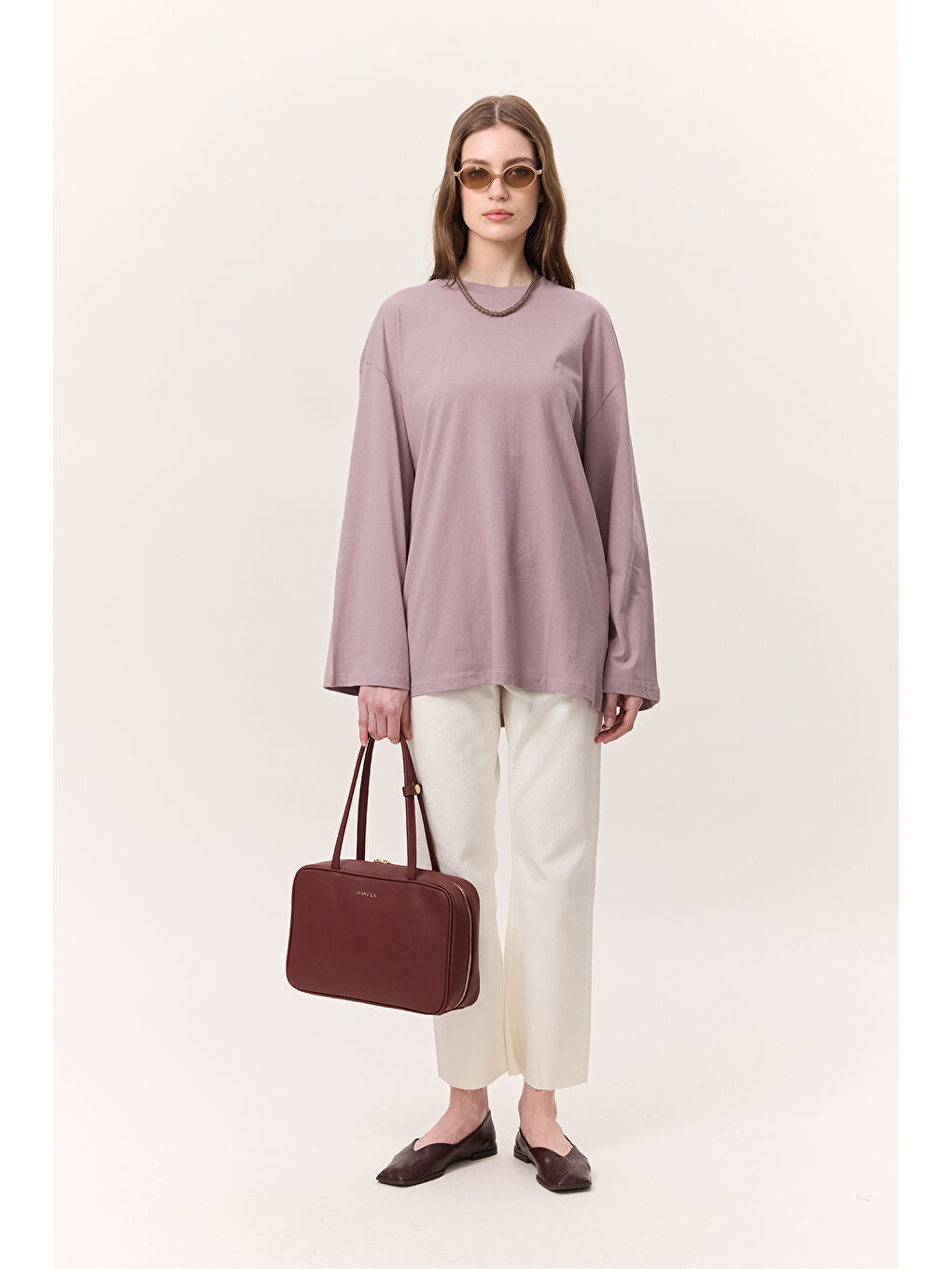 Geniş Kol Oversıze Tshırt Lila-1