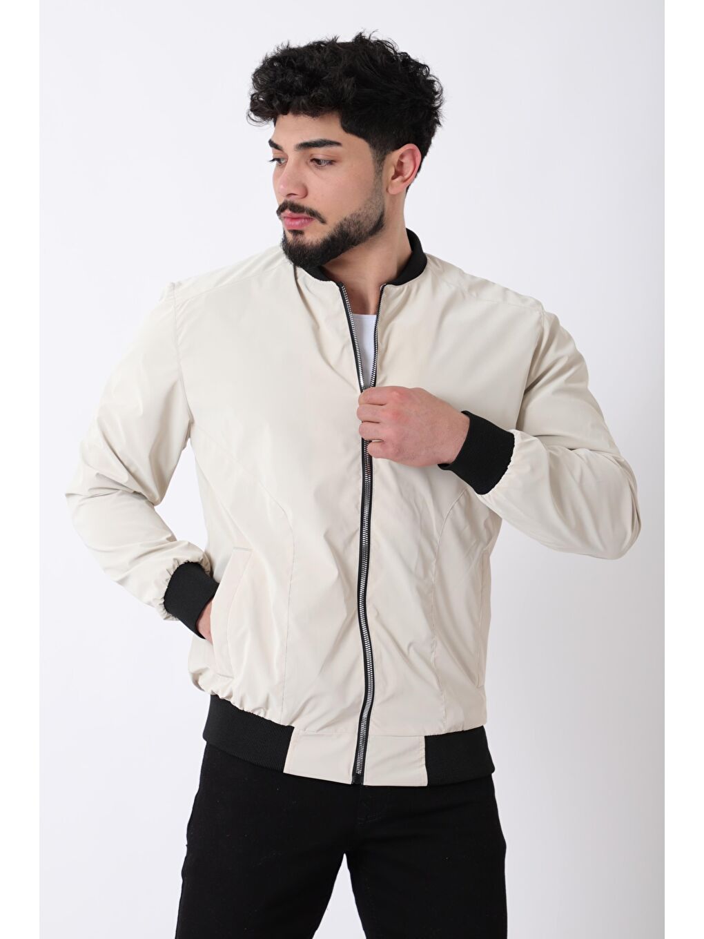 Ekru Kolej Yaka Bel Lastikli Nova Deri Mont PLDP 3001_50449-2