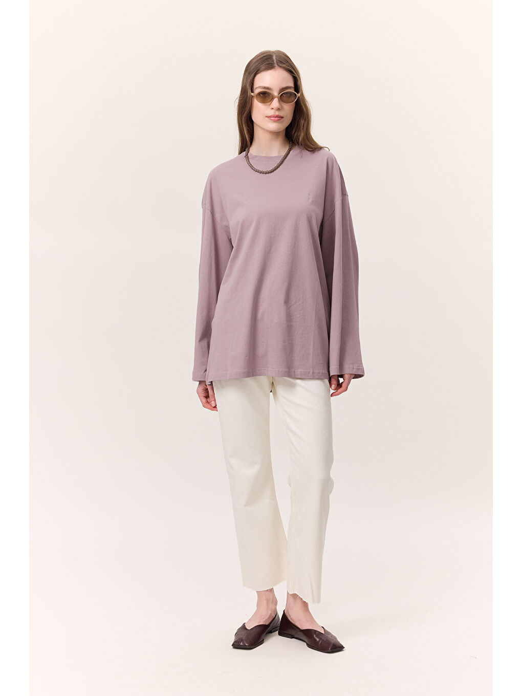 Geniş Kol Oversıze Tshırt Lila-2