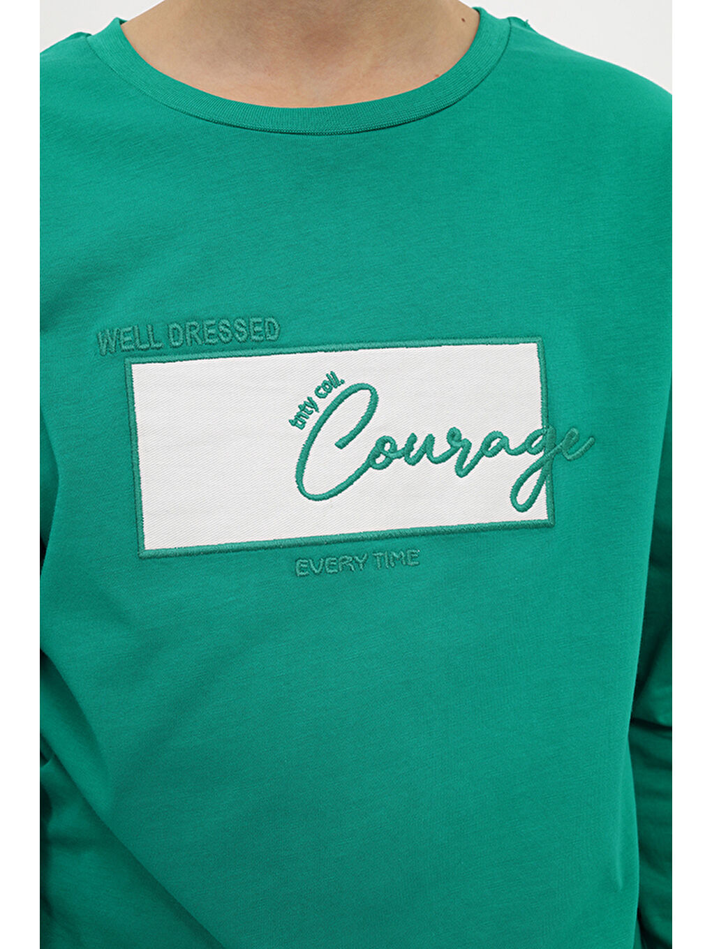 Yeşil Erkek Çocuk Nakışlı Tişört-3