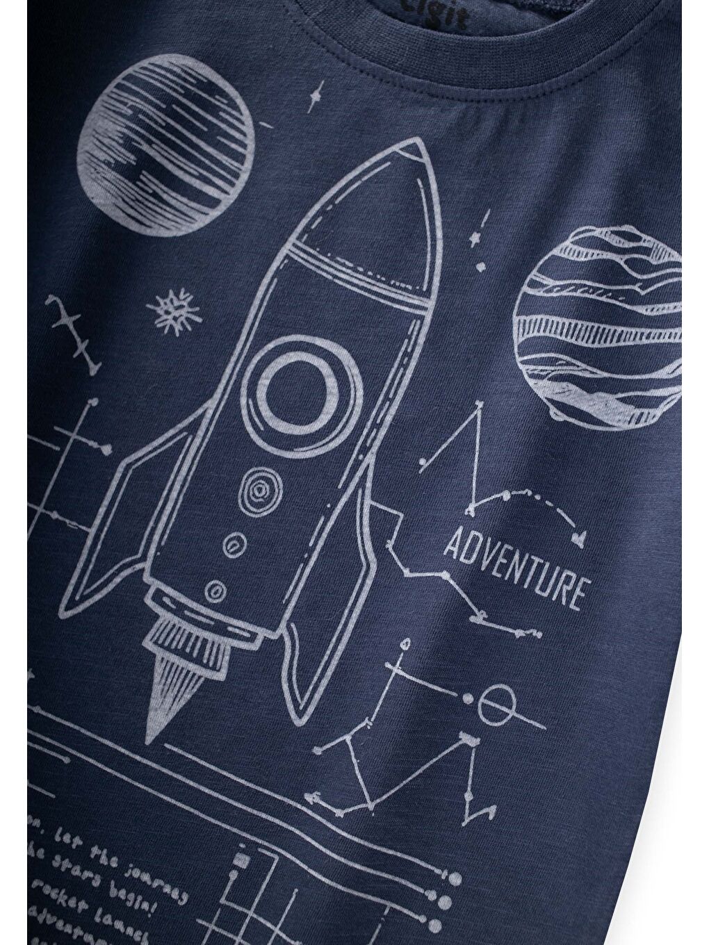 Roket Baskılı T-Shirt 2-12 Yaş Lacivert-2