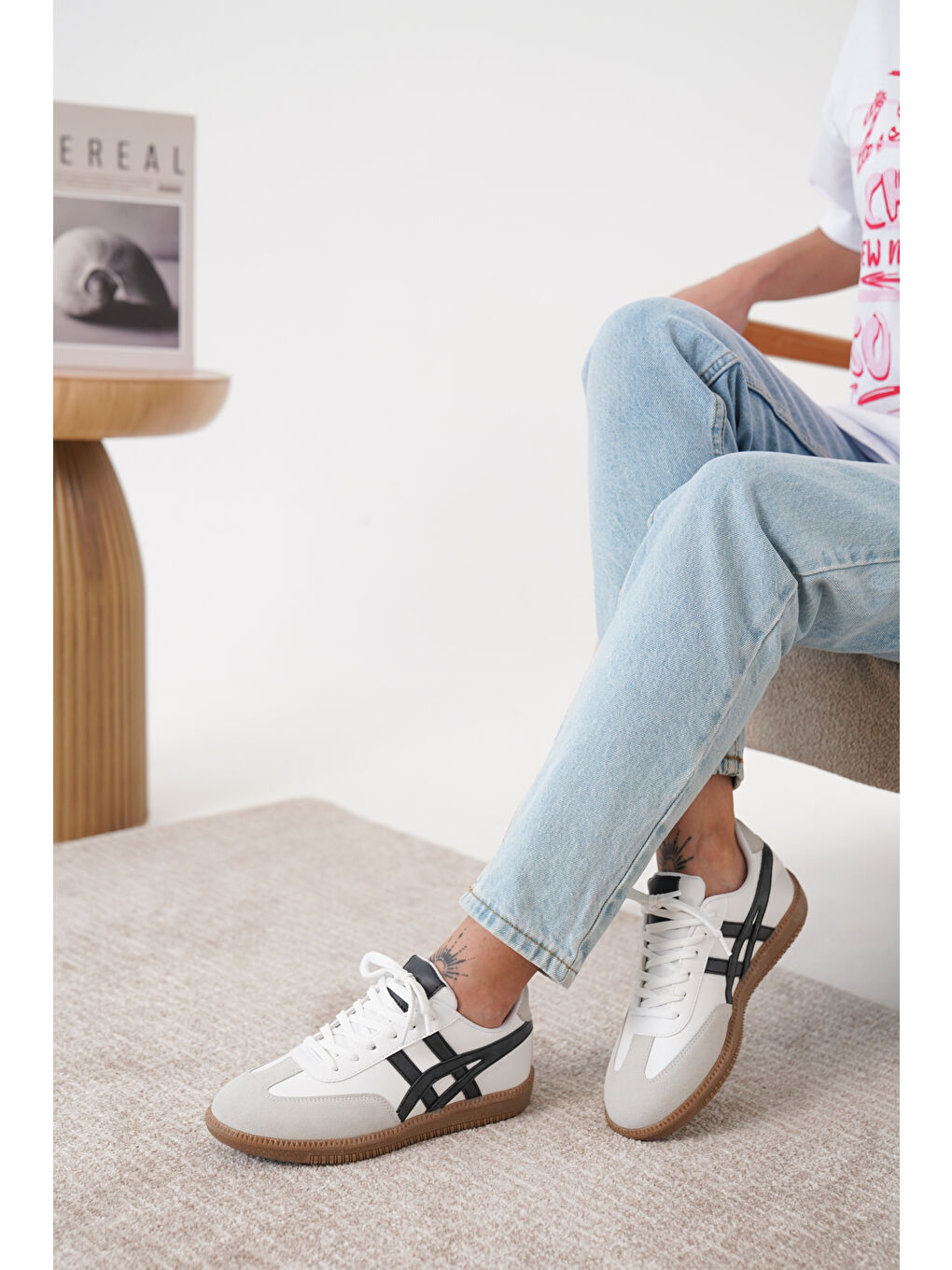 Beyaz Tagras Kadın Günlük Ortopedik Sneaker Spor Ayakkabı-3