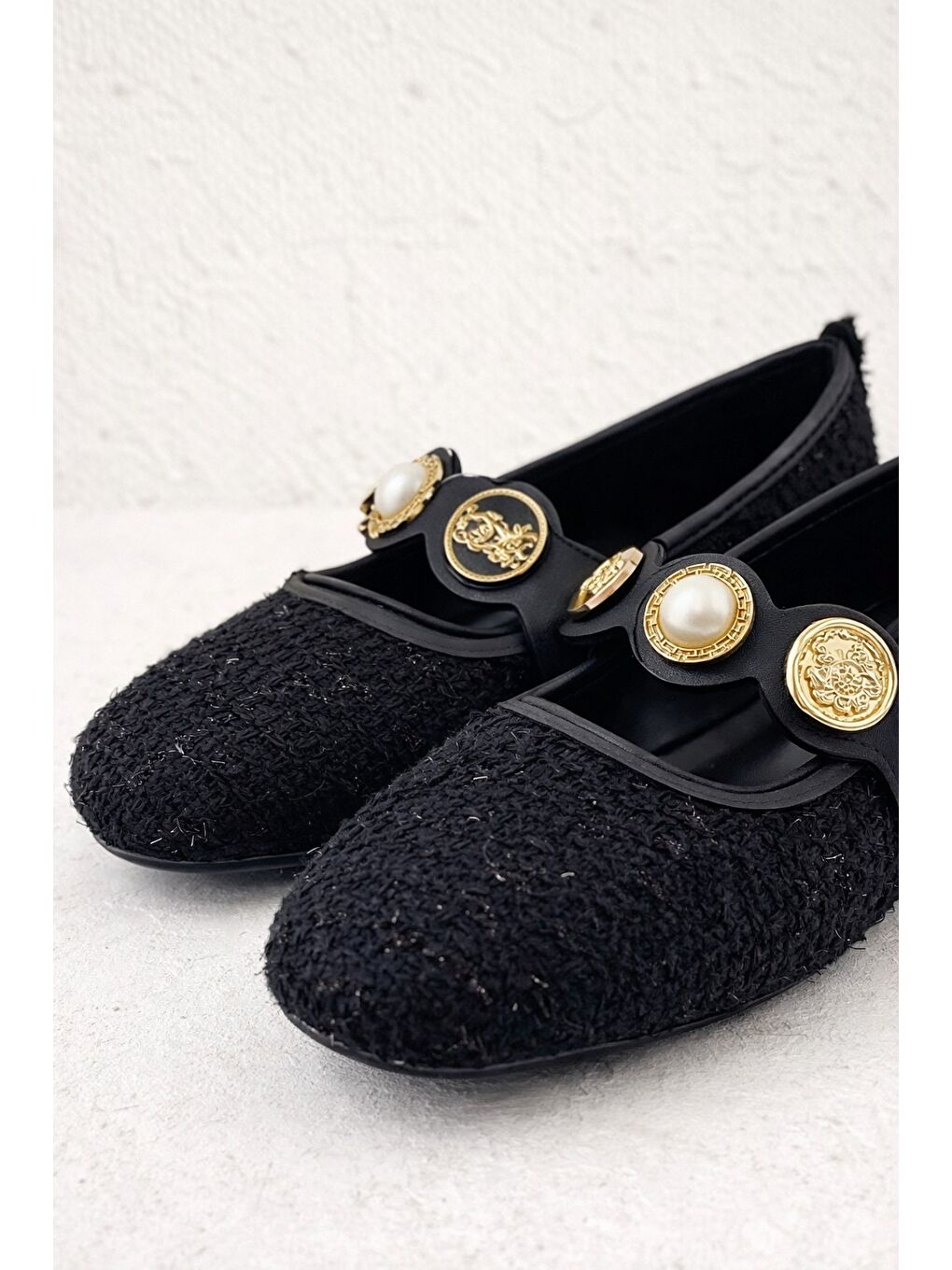 Siyah SH-250 Tiftikli Turalı Babet Günlük Kadın Ayakkabı Mary Jane Ev Babeti-1