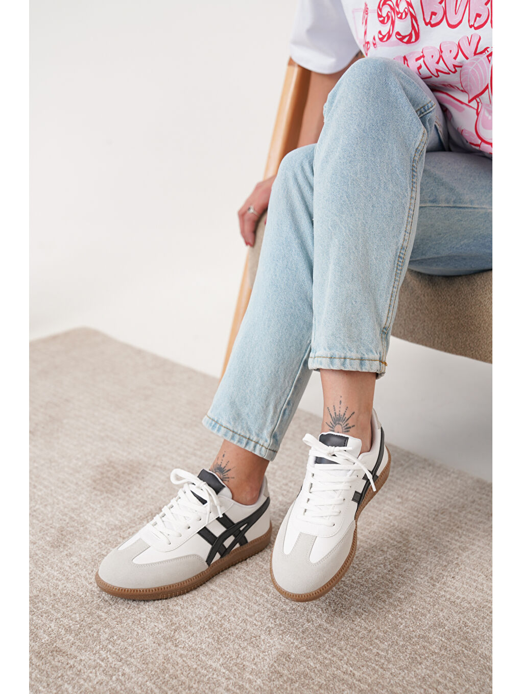 Beyaz Tagras Kadın Günlük Ortopedik Sneaker Spor Ayakkabı-4