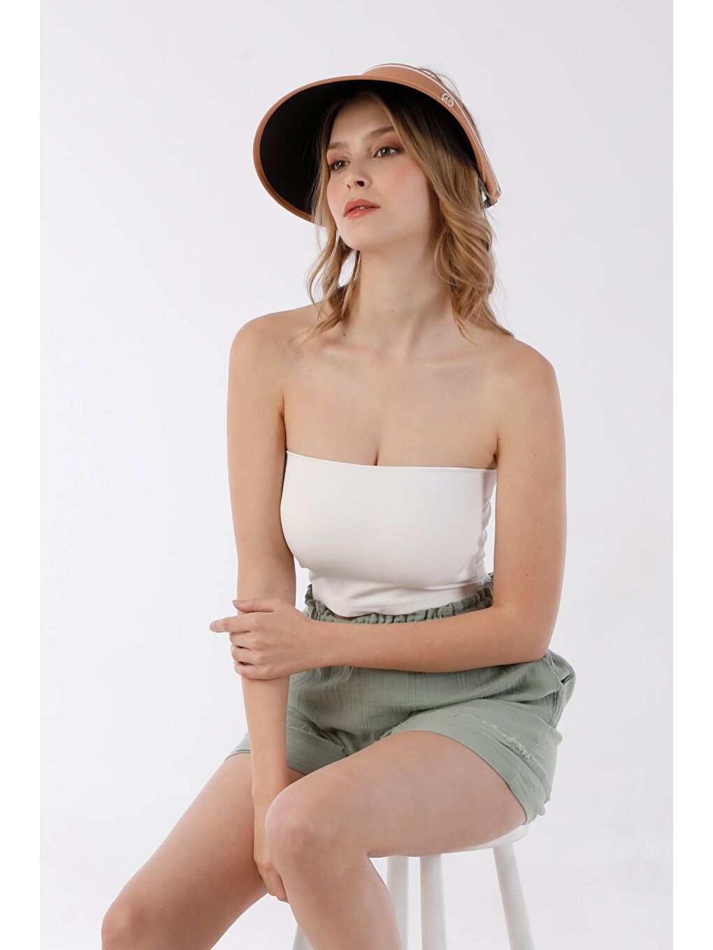 Kahverengi Kazayağı Desenli Siperli Ayarlanabilir Hasır Şapka-2