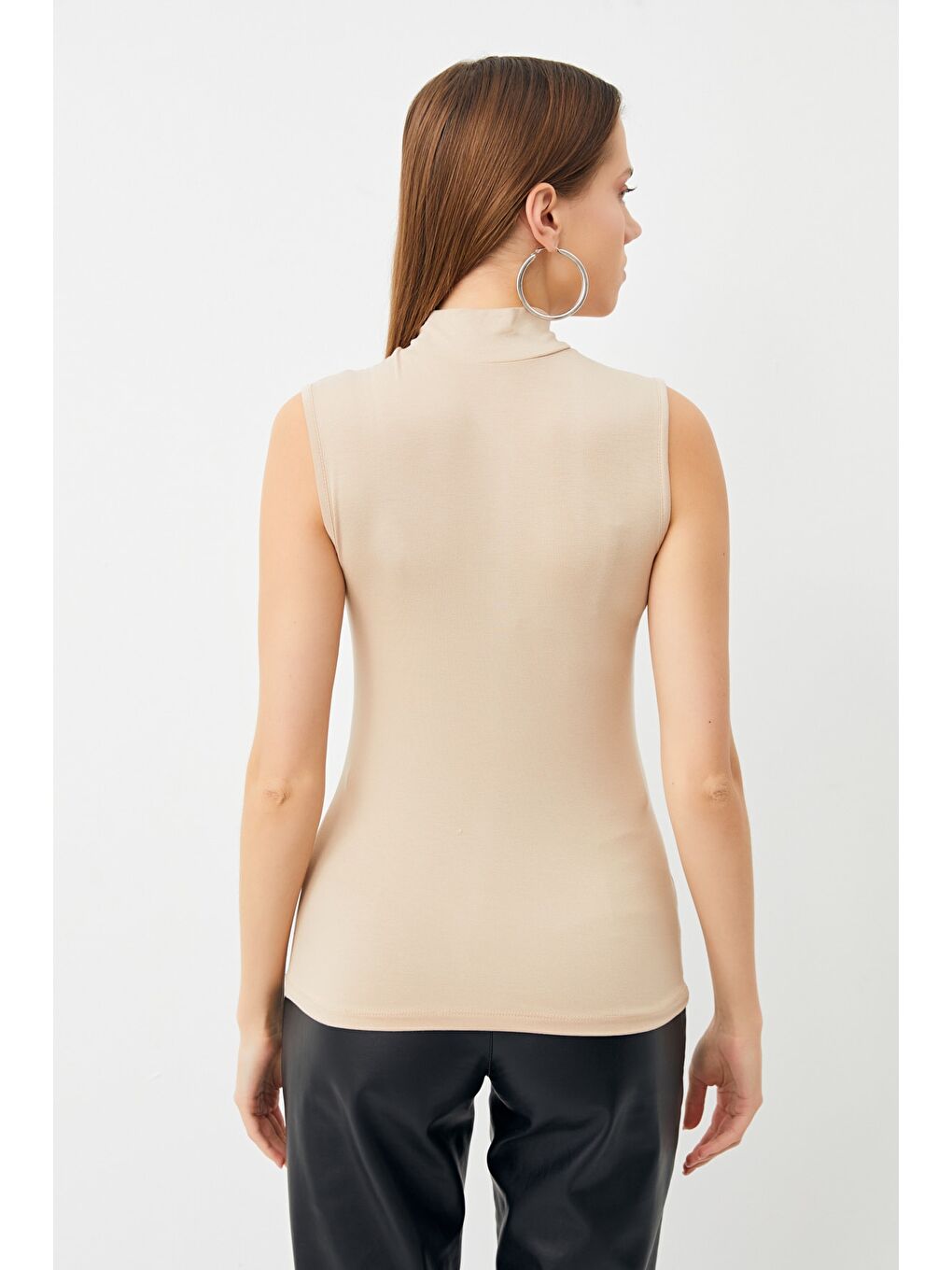 Ekru Kadın Krem Kolsuz Body-2