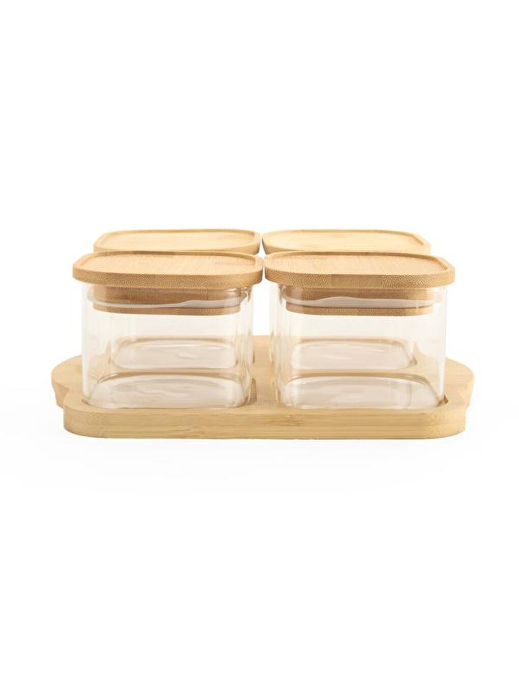 Beyaz 4'lü Cam Kahvaltılık - Şeffaf / Açık Kahverengi - 10x10 cm-2
