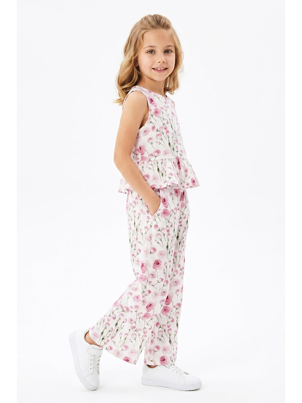 Pembe Kız Çocuk %100 Müslin Kumaş Alt-Üst Takım 3-8 Yaş 12680IS-1