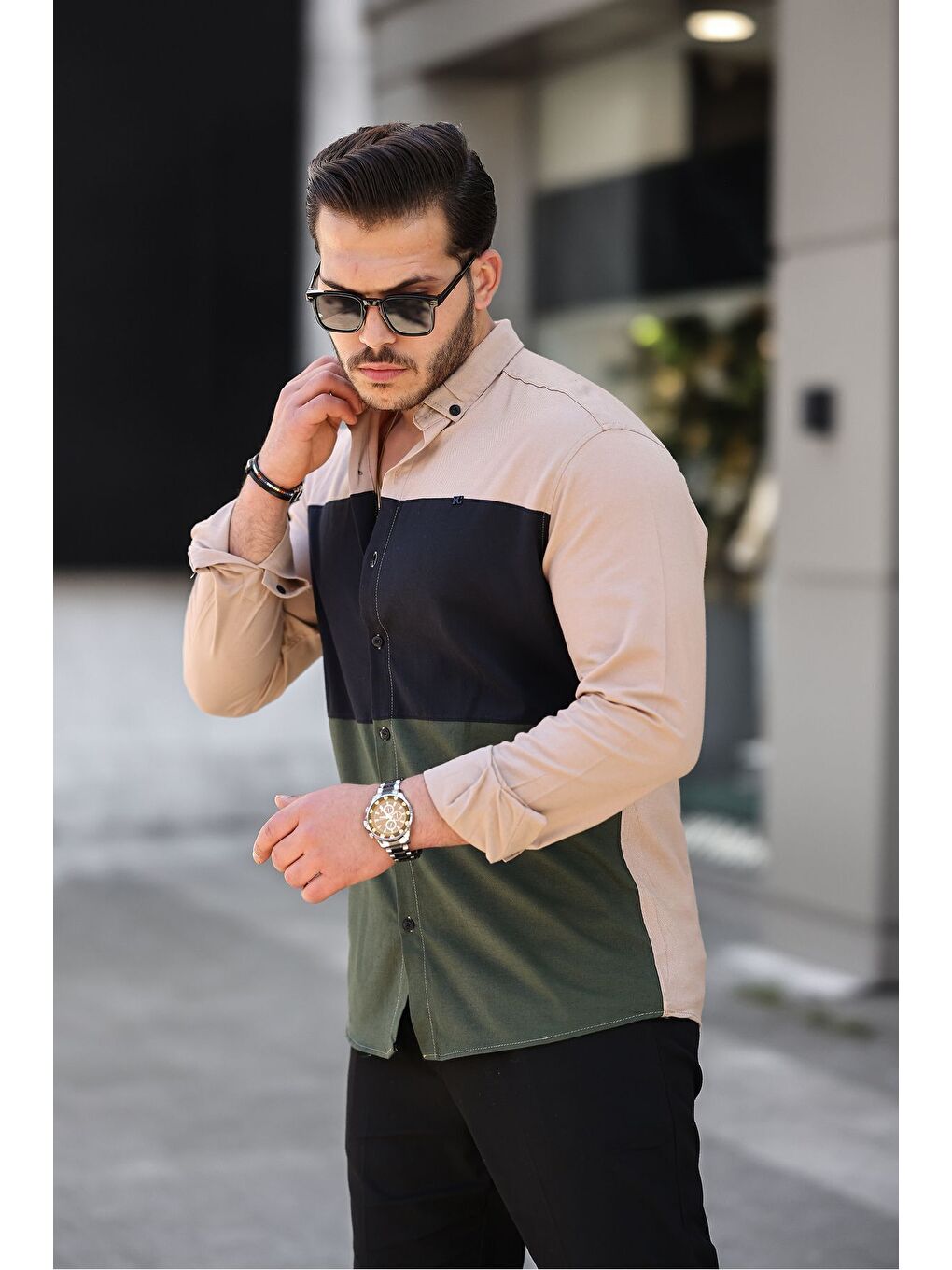 Karışık Üç Renk Slim Fit Elastanlı Jean Gömlek-2
